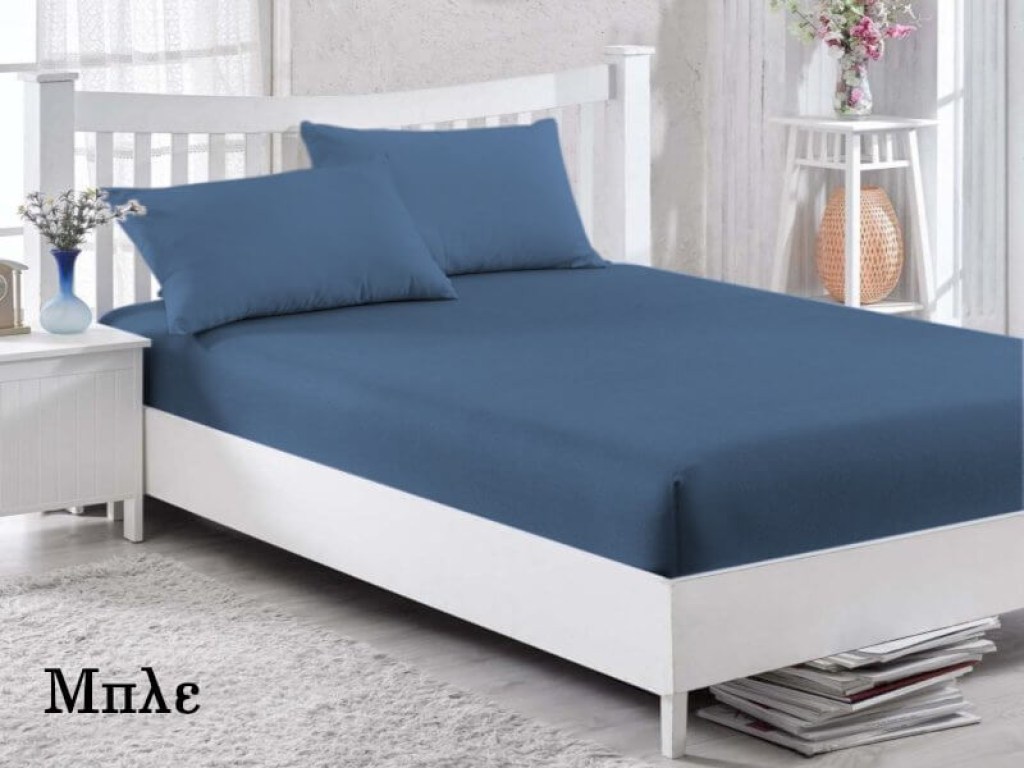 Κατωσέντονα με λάστιχο Μπλε Βαμβακερά Γαρύφαλλο | Γαρύφαλλο - Λευκά Είδη